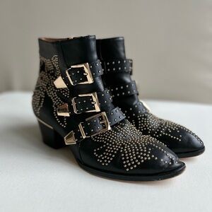 Black Studded Short Boots
